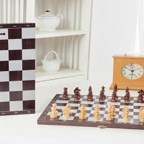 Шахматы походные деревянные с малой деревянной венге доской, рисунок серебро «Классика» (400*200*40)