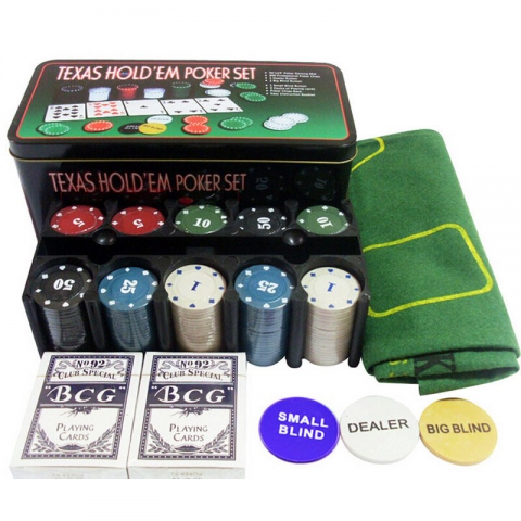 Покерный набор "Holdem Light"  (200 фишек  4 гр., 2 колоды ) с номиналом