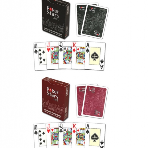 Карты Pokerstars красные 54 пластиковые  Джамбо Индекс 63*88мм