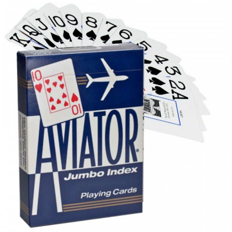 Игральные карты Aviator Jumbo (Авиатор), синие  54 л.