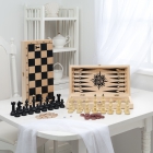 Игра 3 в 1 малая с гроссмейстерскими пластмассовыми шахматами (400*200*60)