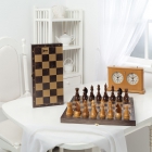 Шахматы гроссмейстерские деревянные с венге доской, рисунок золото (400*200*60)