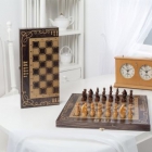 Шахматы походные деревянные с малой деревянной венге доской, рисунок золото «Орнамент» (400*200*40)