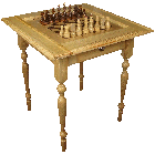 Шахматный стол светлый с фигурами и ящиком (резные ножки)